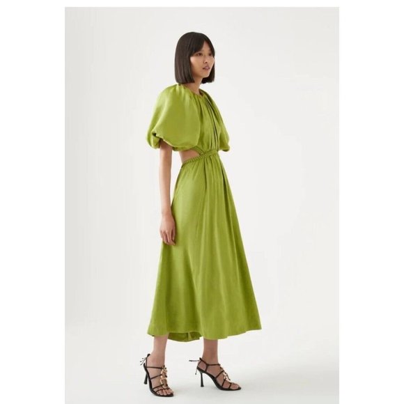 SOLD Aje Capucine Puff Sleeve Midi Dress Size 10 Verdant Green BNWT - Picture 8 of 15